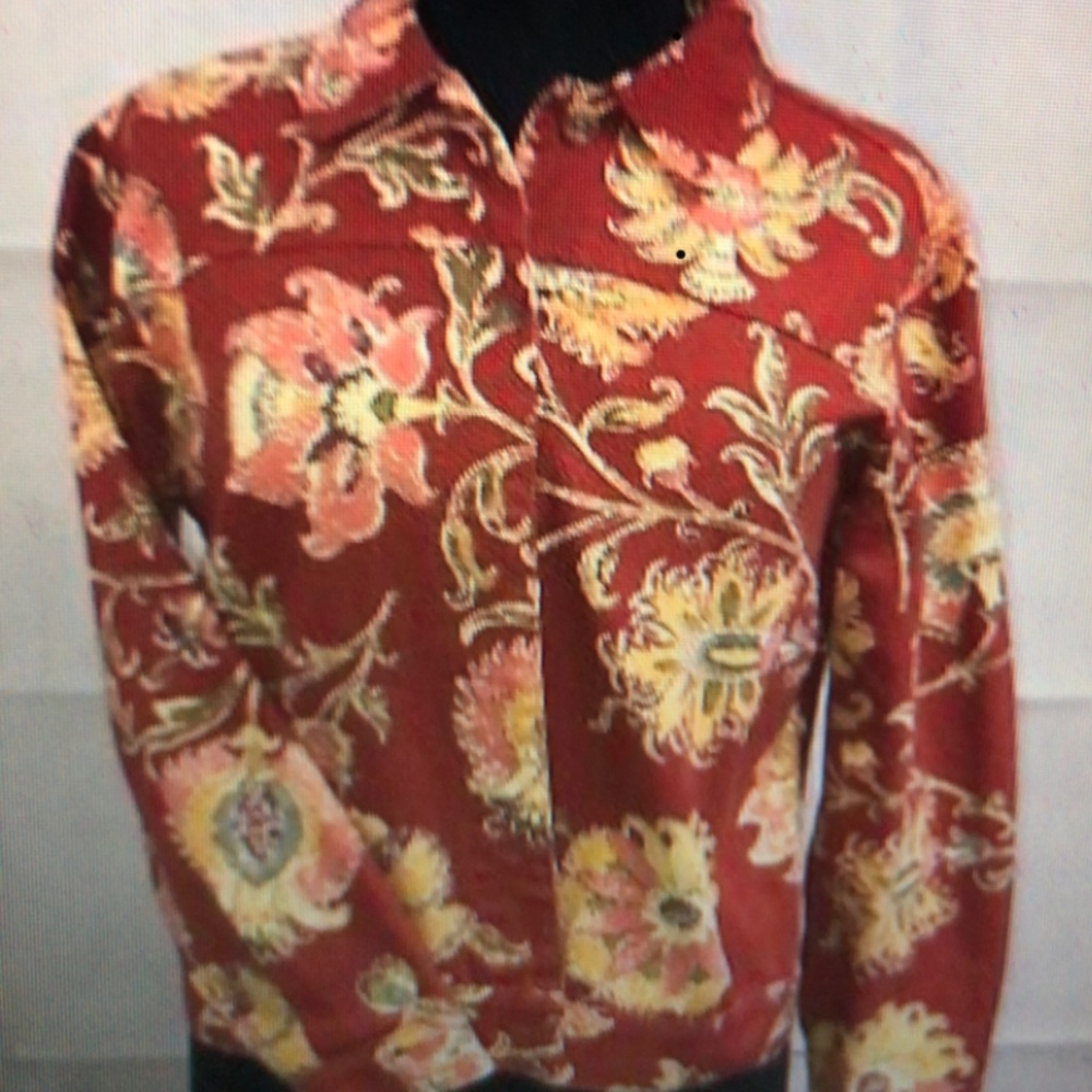 COLDWATER CREEK JACKET RUSTY RED  MULTI FORAL PS